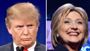 (FILES) This combination of file photos shows, Republican presidential hopeful Donald Trump on January 14, 2016 and his Democratic rival Hillary Clinton on February 4, 2016.  Voters in West Virginia and Nebraska cast ballots in White House primaries May 10, 2016 as a new poll showed presumptive nominees Hillary Clinton and Donald Trump neck-and-neck in three key battleground states. / AFP / DSK